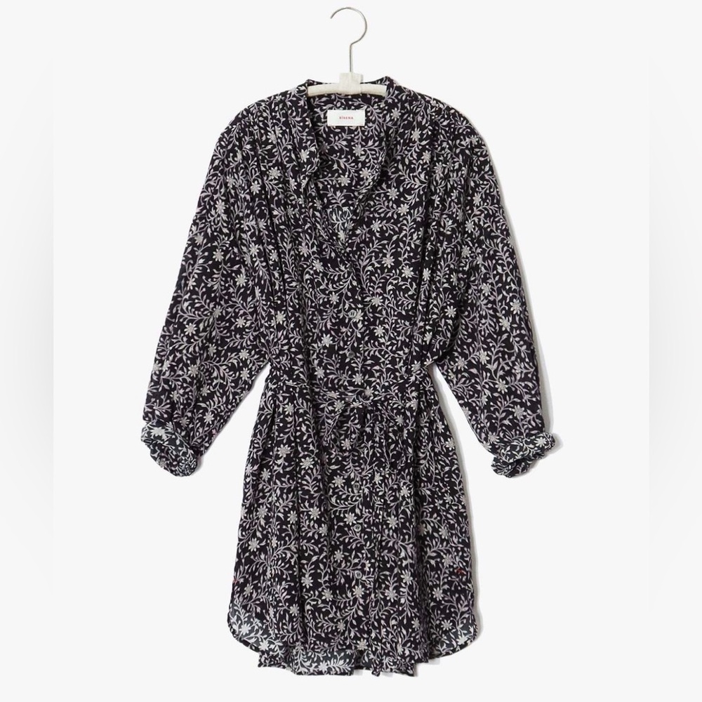 XiRENA Neve Long-Sleeve Floral Shirtdress - Night Blossom - Medium